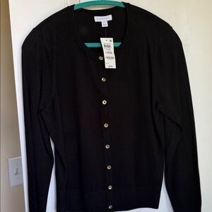 Charter Club Black Sweater with Gold Accents